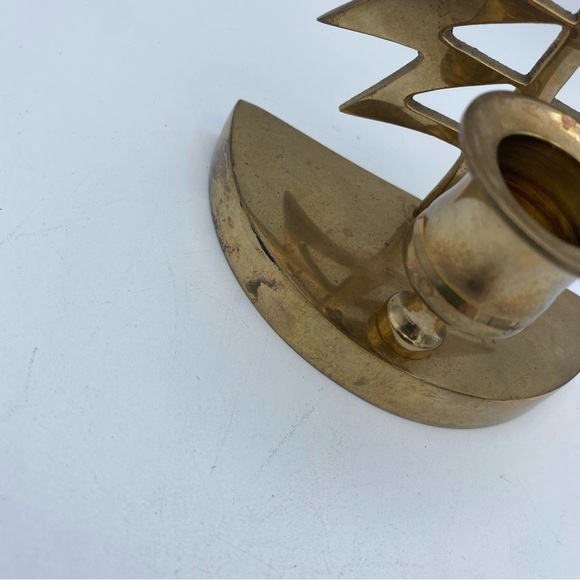 VTG Gatco Solid Brass Christmas Tree Holiday Taper Candle Holder Made In India - Picture 4 of 16